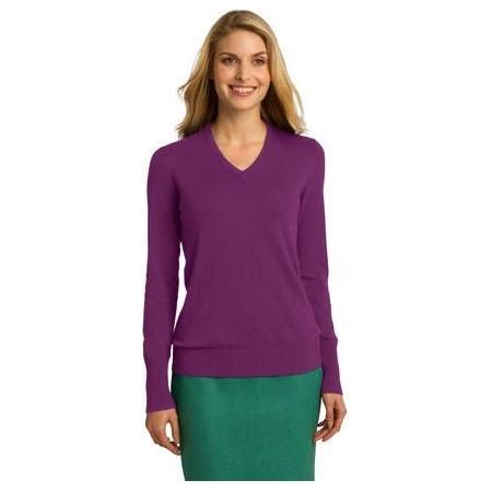 Ladies V - Neck Sweater 2X - Large Deep Berry