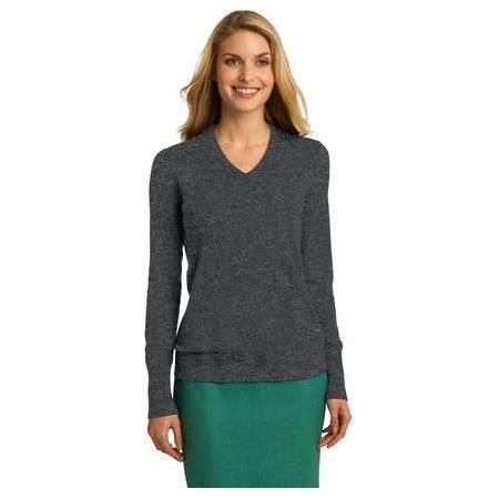 Ladies V - Neck Sweater Large Charcoal Heather