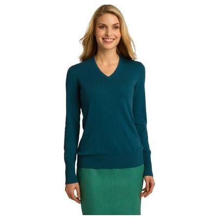 Ladies V - Neck Sweater Small Moroccan Blue