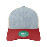 LEGACY Mid - Pro Snapback Trucker Cap - LEGACY MPS Melange Light Blue/ Cardinal/ Stone Adjustable Trucker Caps