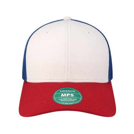 LEGACY Mid - Pro Snapback Trucker Cap - LEGACY MPS White/ Red/ Royal Adjustable Trucker Caps