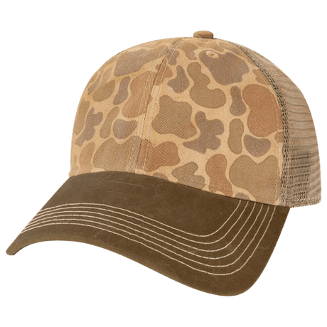 LEGACY OFA Old Favorite Trucker Cap | Low - Profile Snapback Hat Camel Duck Camo/Brown Wax Adjustable Caps