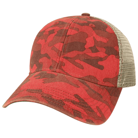 LEGACY OFA Old Favorite Trucker Cap | Low - Profile Snapback Hat Dark Red Field Camo Adjustable Caps