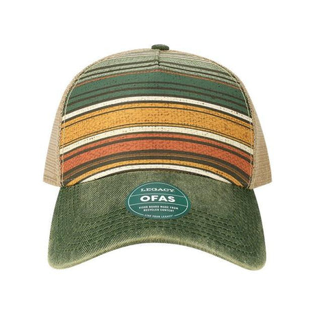 LEGACY Old Favorite Five - Panel Trucker Cap - LEGACY OFAFP Green Stripe Adjustable Caps