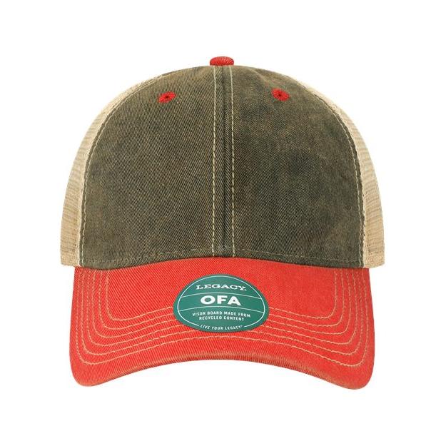 LEGACY Old Favorite Trucker Cap - LEGACY OFA Black/ Scarlet Red/ Khaki Adjustable Caps