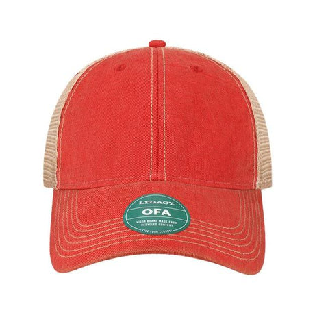 LEGACY Old Favorite Trucker Cap - LEGACY OFA Scarlet Red/ Khaki Adjustable Caps