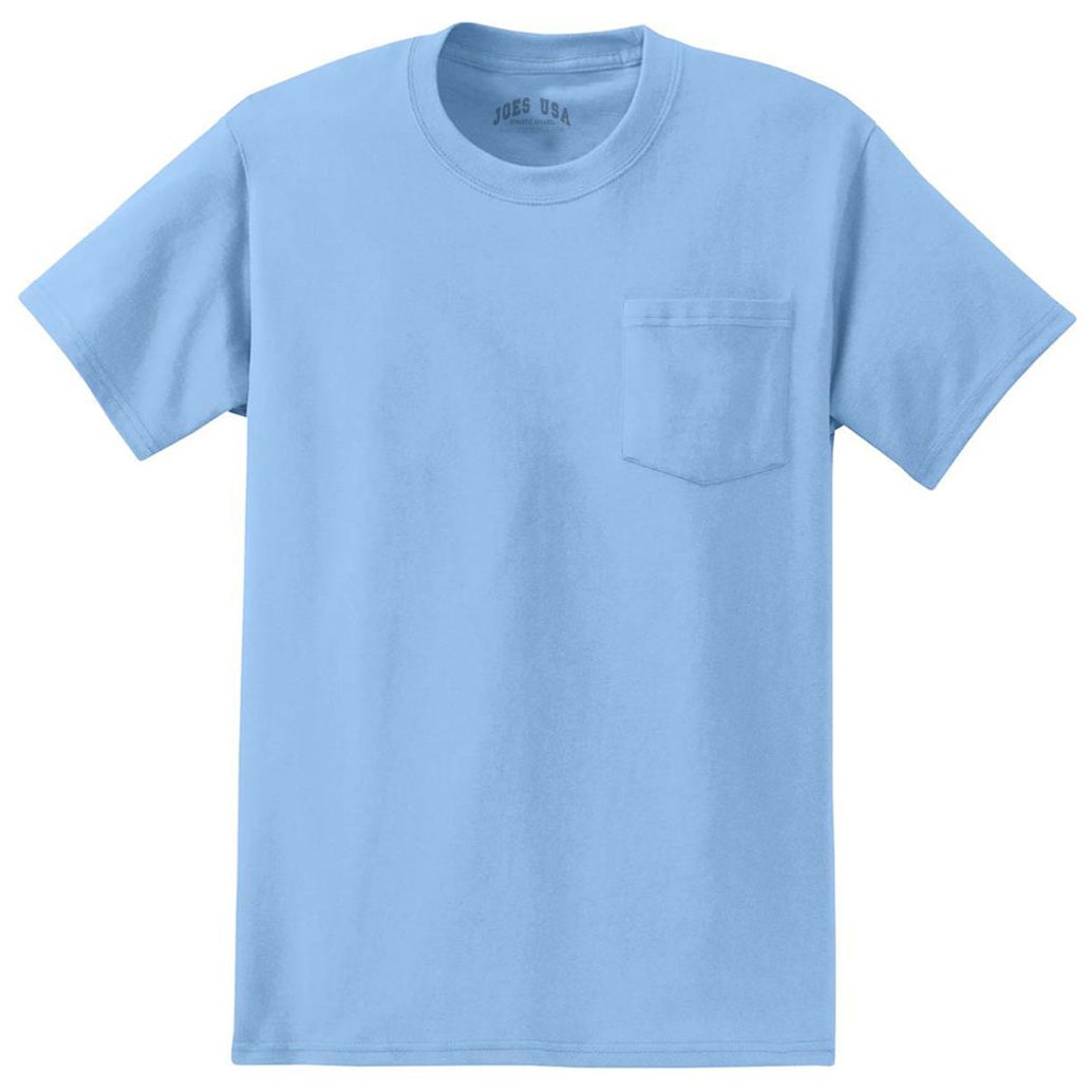 Joe's USA Pocket Tee Shirt- 50/50 Poly Cotton-LightBlue Joe's USA Light Blue S
