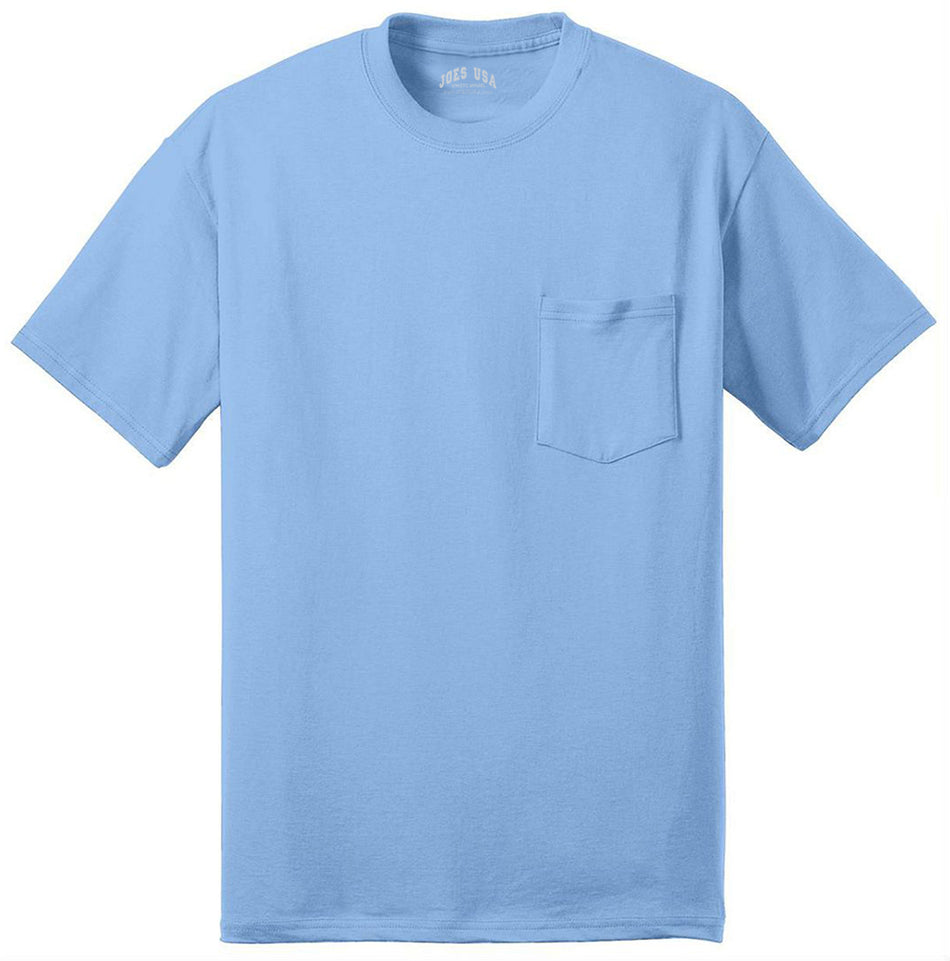 Mens Tall 50/50 Cotton/Poly T-Shirt with Pocket Tall Joe's USA Light Blue Large Tall