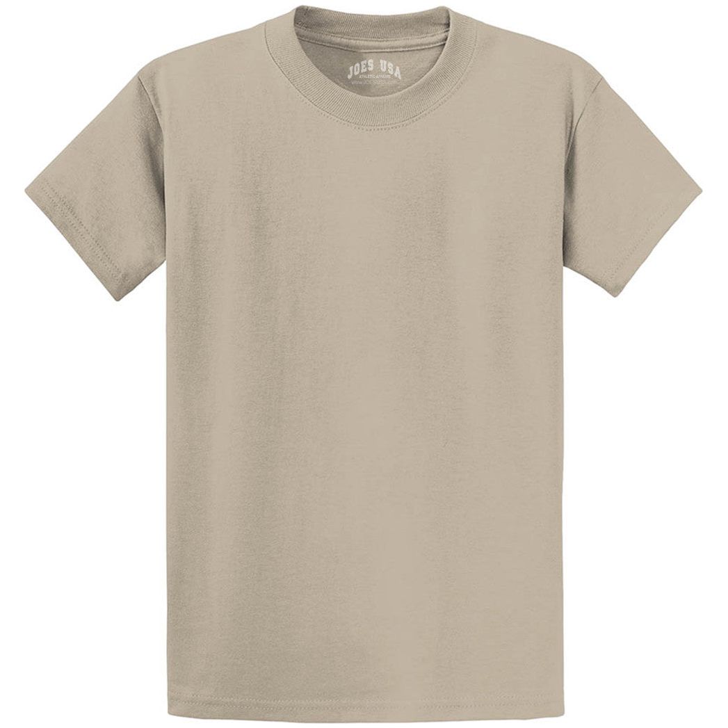 Men's Durable 100% Heavyweight Cotton T-Shirts in Regular, Big, and Tall Sizes Joe's USA Men's Apparel - Light Sand