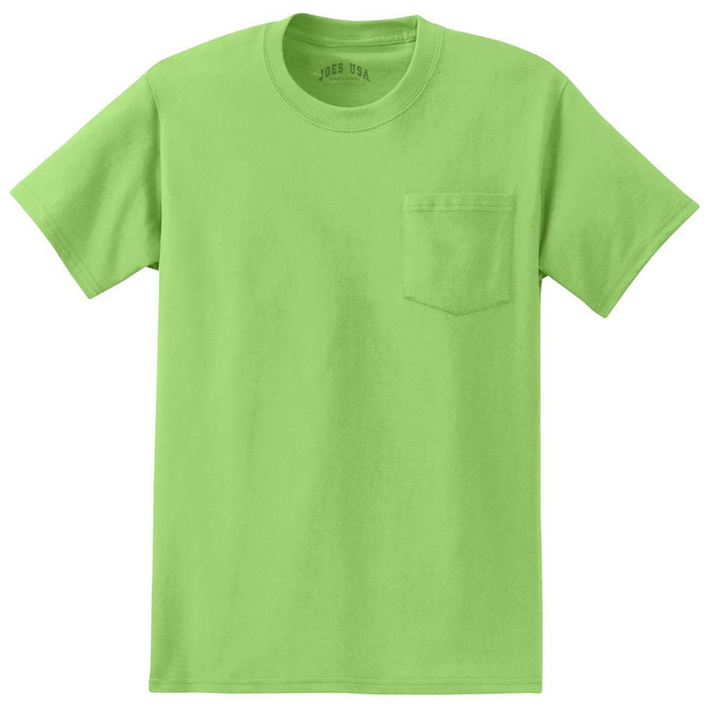 Joe's USA Tall Essential T-Shirt with Pocket T-Shirts Joe's USA Large Tall Lime