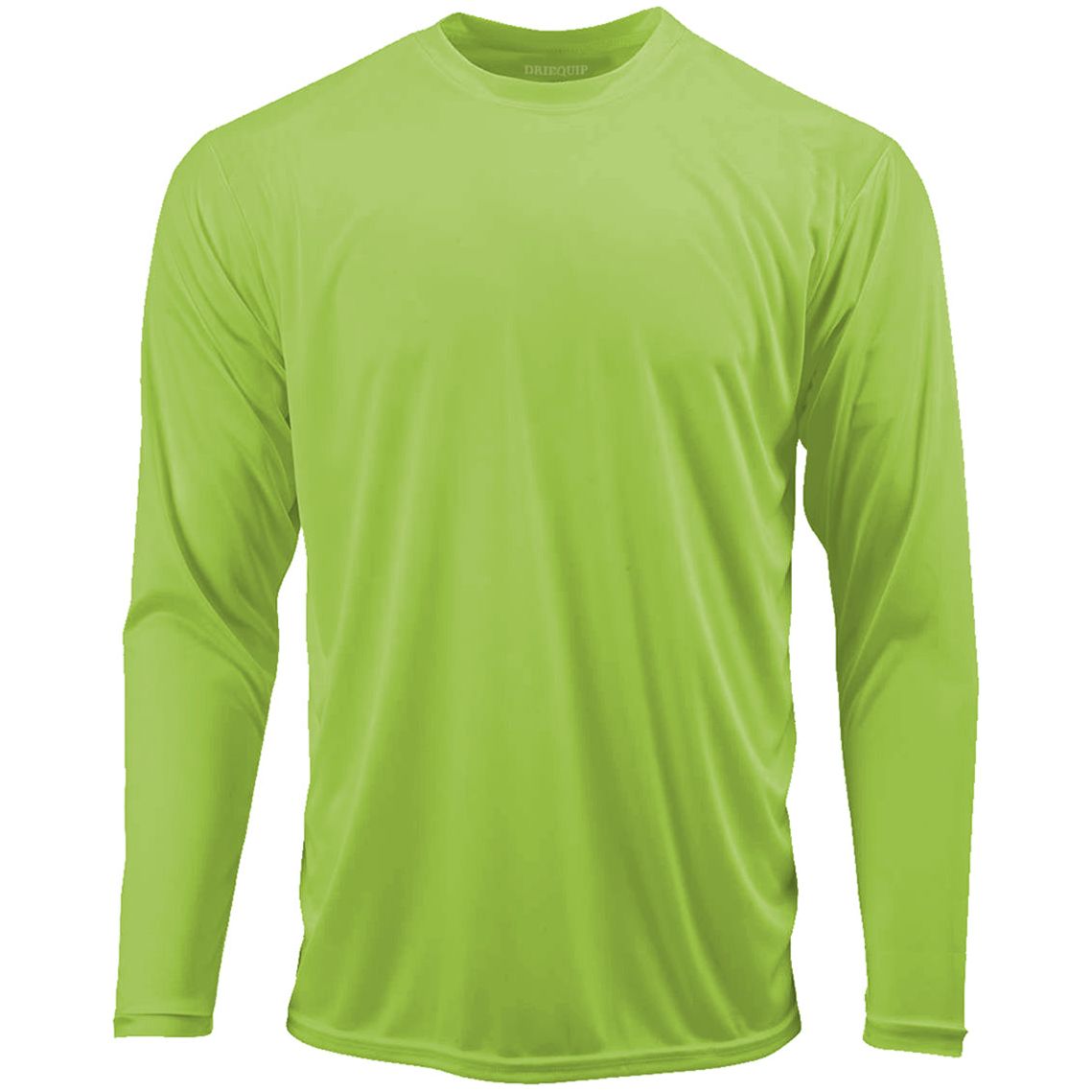 Mens Long Sleeve Moisture Wicking Athletic Shirts in Mens Sizes XS-4XL Activewear DRI-EQUIP Lime Shock