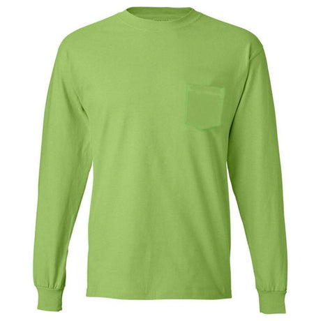 Joe's USA Men's Ultra Cotton 100% Cotton Long Sleeve T-Shirt with Pocket Joe's USA Small Lime