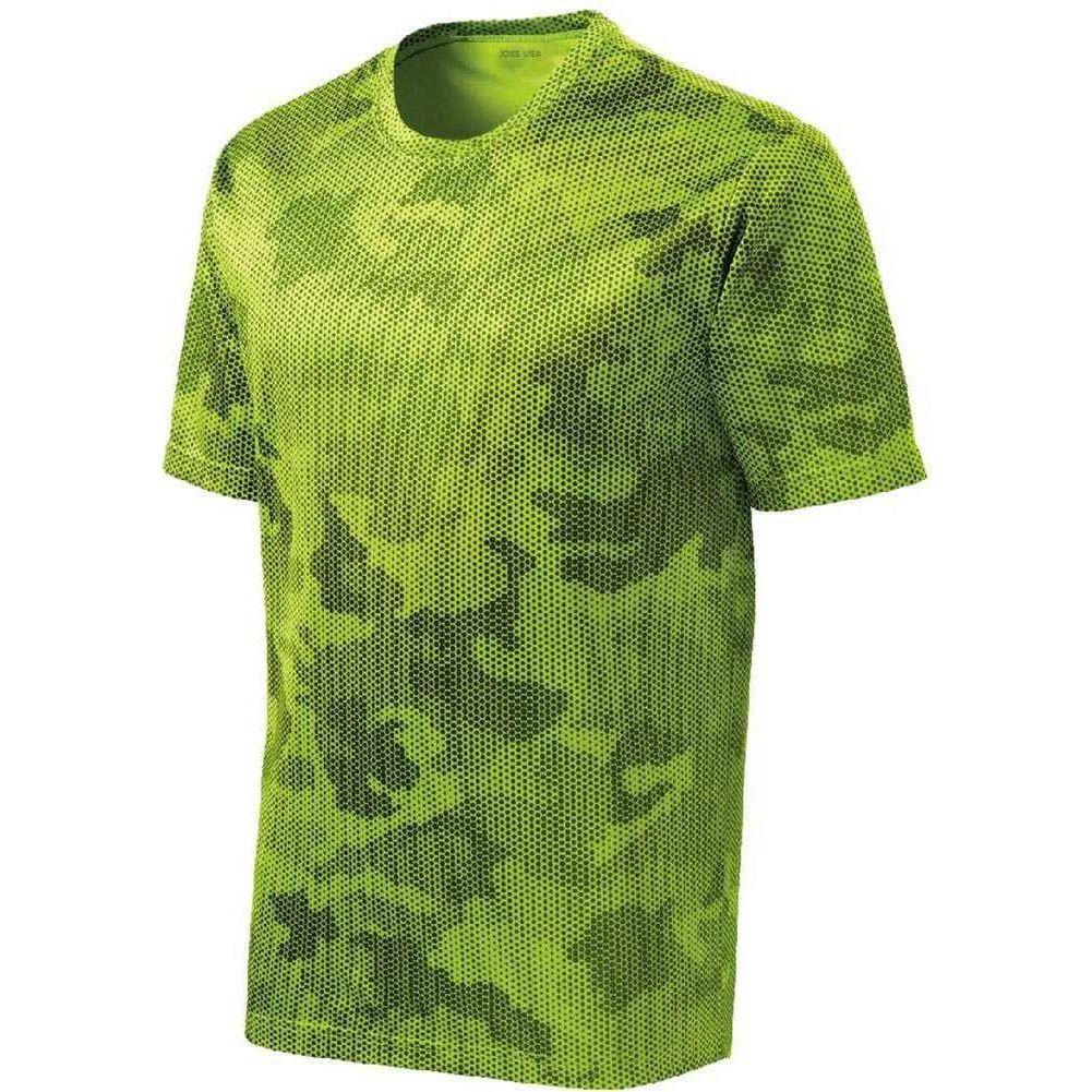 Joe's USA Men's Camo Hex Workout Tee DRI-EQUIP Lime Shock XS
