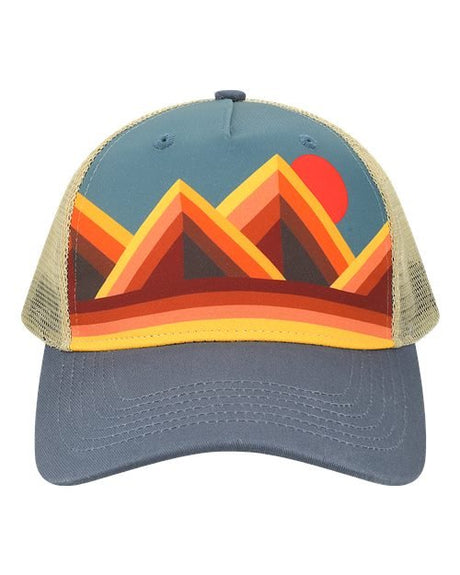 LOCALE Trucker Cap - LOCALE 5PTKR Mountain Contours Maroon/ Slate Adjustable Hats