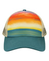 LOCALE Trucker Cap - LOCALE 5PTKR Watercolor Sunset/ Teal Adjustable Hats