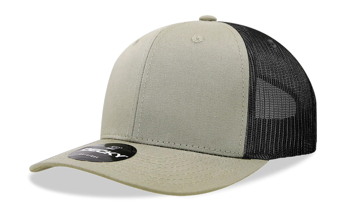 Decky 6 Panel Mid Profile Structured Cotton Blend Trucker | Decky 6021