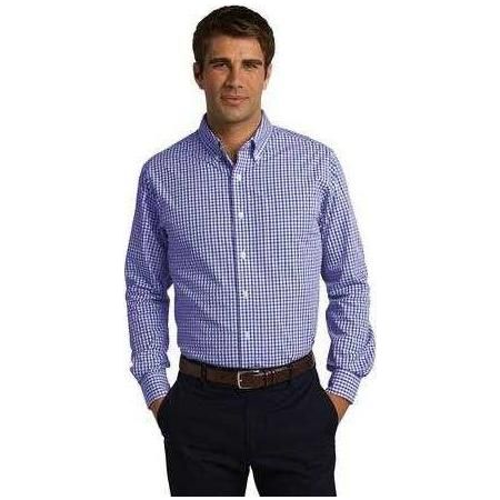 Long Sleeve Gingham Easy Care Shirt Black/ Charcoal Small