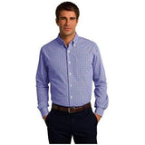 Long Sleeve Gingham Easy Care Shirt Blue/ Purple Large