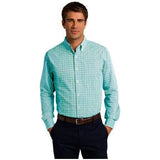 Long Sleeve Gingham Easy Care Shirt Green/ Aqua X - Large