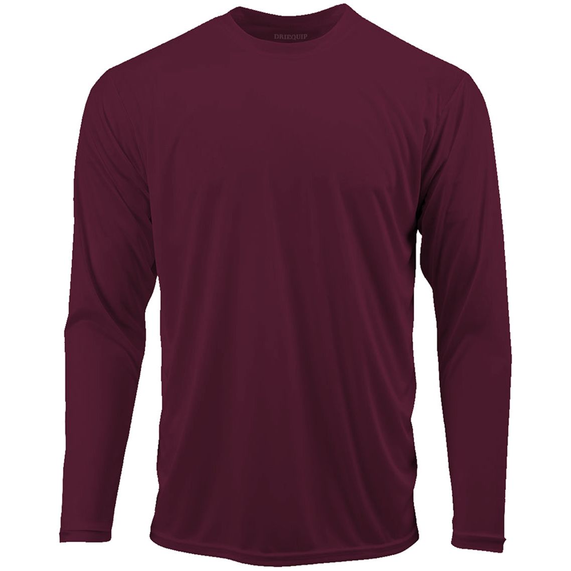 Mens Long Sleeve Moisture Wicking Athletic Shirts in Mens Sizes XS-4XL - Maroon Activewear DRI-EQUIP Maroon X-Small