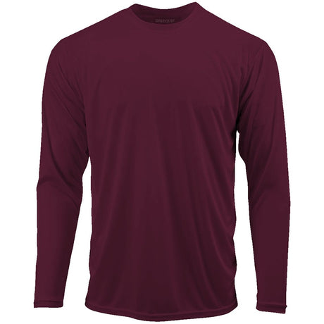Mens Long Sleeve Moisture Wicking Athletic Shirts in Mens Sizes XS-4XL - Maroon Activewear DRI-EQUIP Maroon X-Small