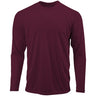 Mens Long Sleeve Moisture Wicking Athletic Shirts in Mens Sizes XS-4XL - Maroon Activewear DRI-EQUIP Maroon X-Small