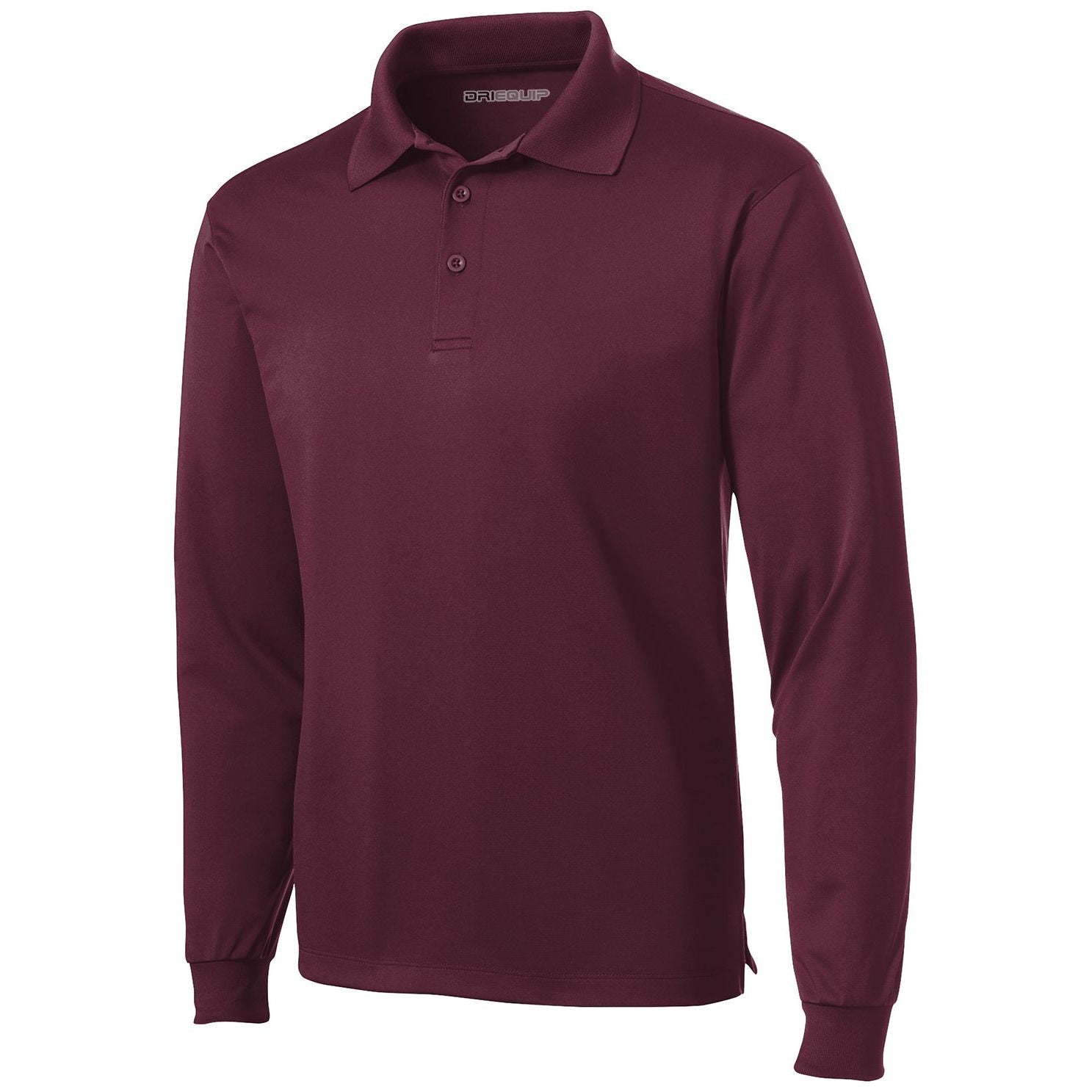 Men's Long Sleeve Micropique Sport-Wick Polo Polos/Knits DRI-EQUIP Maroon X-Small