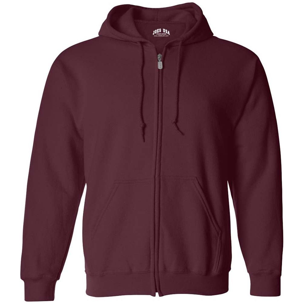 Wholesale Mens Heavy Blend Full-Zip Hooded Sweatshirt-Maroon Sweatshirts/Fleece Joe's USA Maroon S
