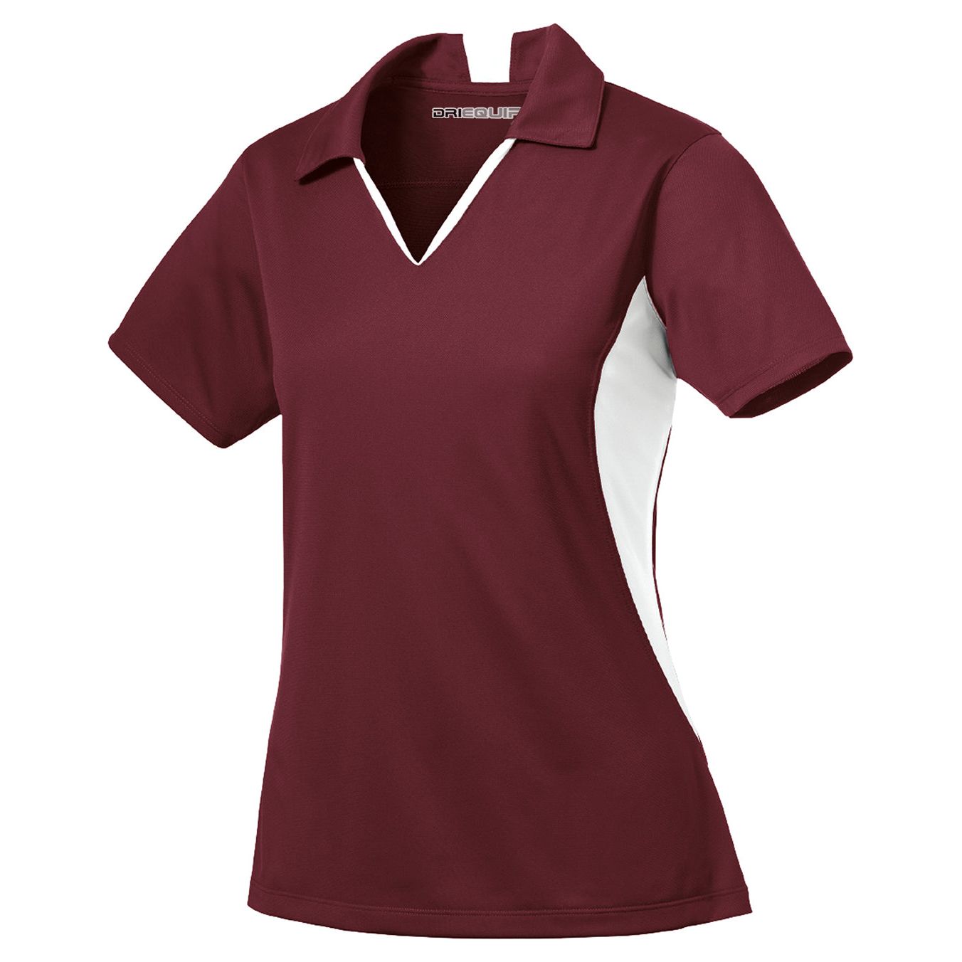 Ladies Side Blocked Micropique Sport-Wick Polo Polos/Knits DRI-EQUIP Maroon/White XS