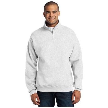 Mens 1/4 - Zip Cadet Collar Sweatshirt Large Ash Sweatshirts