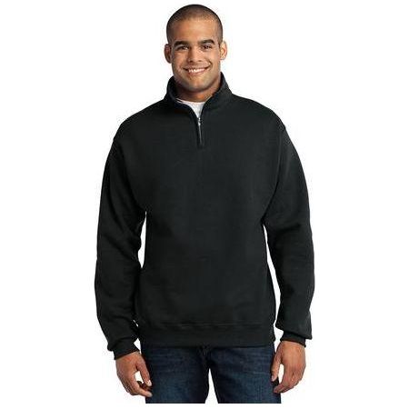 Mens 1/4 - Zip Cadet Collar Sweatshirt Large Black Sweatshirts