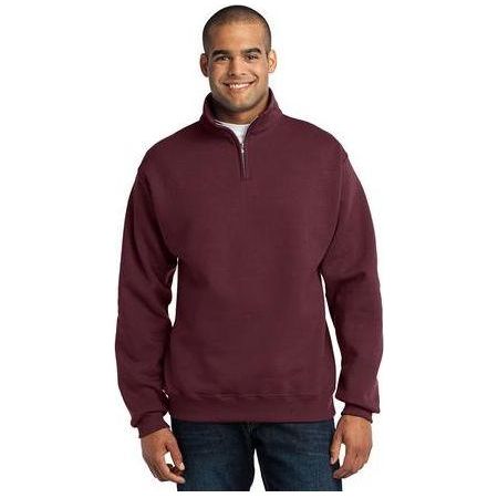 Mens 1/4 - Zip Cadet Collar Sweatshirt Large Maroon Sweatshirts