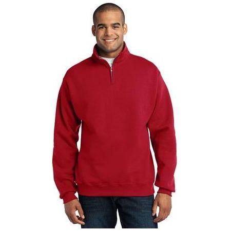Mens 1/4 - Zip Cadet Collar Sweatshirt Large True Red Sweatshirts