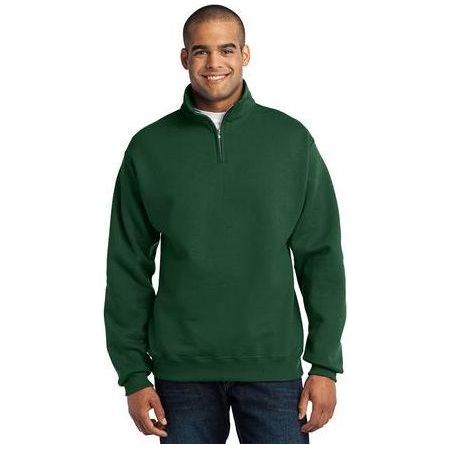 Mens 1/4 - Zip Cadet Collar Sweatshirt Small Forest Green Sweatshirts