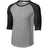 Mens 3/4 Sleeve Cotton Baseball Tee Shirts - Adult XS to 6X Heather Grey/Black X - Small Short Sleeve T-Shirts