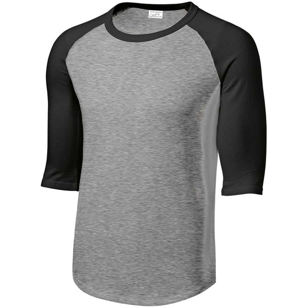 Mens 3/4 Sleeve Cotton Baseball Tee Shirts - Adult XS to 6X Heather Grey/Black X - Small Short Sleeve T-Shirts