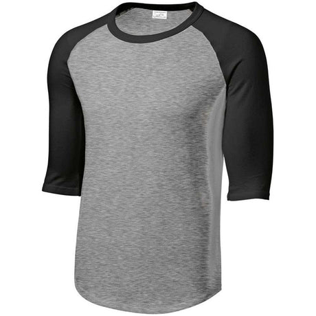 Mens 3/4 Sleeve Cotton Baseball Tee Shirts - Adult XS to 6X Heather Grey/Black X - Small Short Sleeve T-Shirts