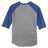 Mens 3/4 Sleeve Cotton Baseball Tee Shirts - Adult XS to 6X Heather Grey/Royal Blue X - Small Short Sleeve T-Shirts