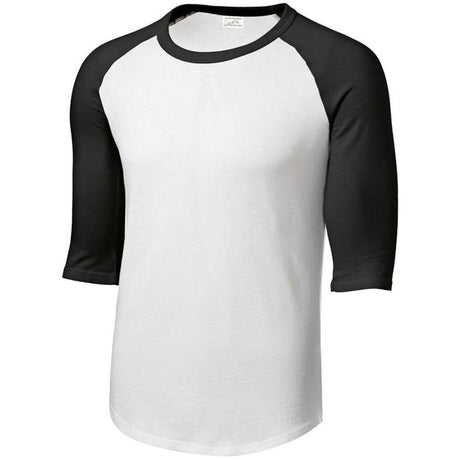 Mens 3/4 Sleeve Cotton Baseball Tee Shirts - Adult XS to 6X White/Black X - Small Short Sleeve T-Shirts