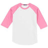 Mens 3/4 Sleeve Cotton Baseball Tee Shirts - Adult XS to 6X White/Bright Pink X - Small Short Sleeve T-Shirts