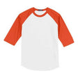 Mens 3/4 Sleeve Cotton Baseball Tee Shirts - Adult XS to 6X White/Deep Orange X - Small Short Sleeve T-Shirts