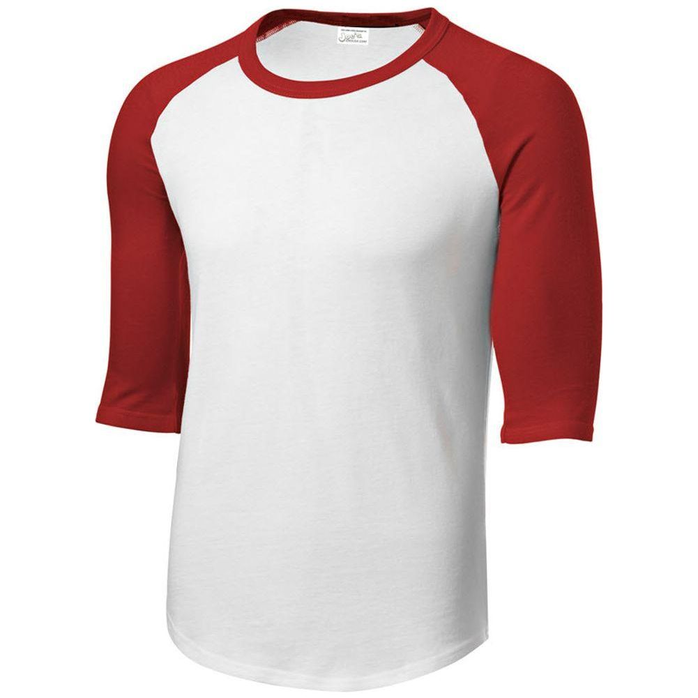 Mens 3/4 Sleeve Cotton Baseball Tee Shirts - Adult XS to 6X White/Forest X - Small Short Sleeve T-Shirts