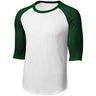Mens 3/4 Sleeve Cotton Baseball Tee Shirts - Adult XS to 6X White/Forest X - Small Short Sleeve T-Shirts