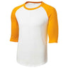 Mens 3/4 Sleeve Cotton Baseball Tee Shirts - Adult XS to 6X White/Gold X - Small Short Sleeve T-Shirts