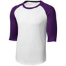 Mens 3/4 Sleeve Cotton Baseball Tee Shirts - Adult XS to 6X White/Purple X - Small Short Sleeve T-Shirts