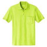 Mens 5.5 - Ounce Jersey Knit Pocket Polo. Adult Sizes: S - 6XL Small Safety Green Polos/Knits