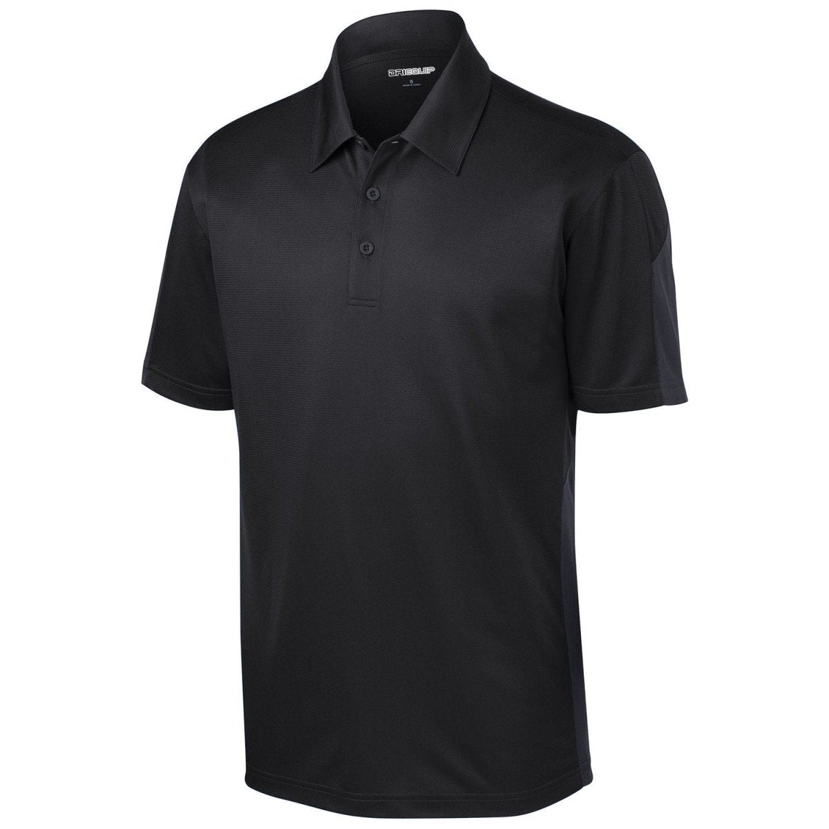 Men's Active Textured Colorblock Polo X - Small Black/Grey Polos/Knits