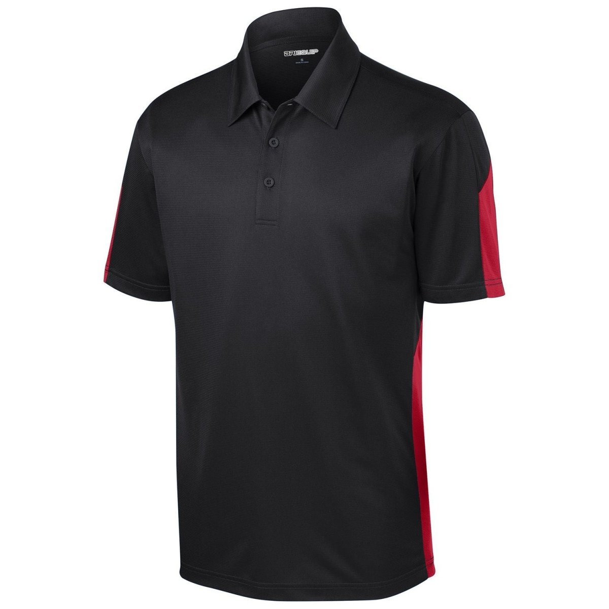 Men's Active Textured Colorblock Polo X - Small Black/True Red Polos/Knits