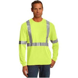 Men's ANSI 107 Class 2 Long Sleeve Safety T-Shirt Safety Yellow/ Reflective 3X - Large Short Sleeve T-Shirts