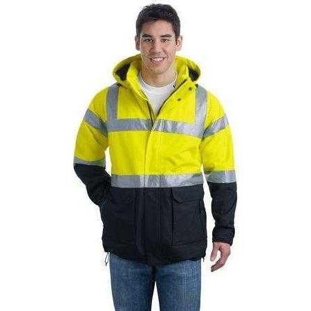 Mens ANSI 107 Class 3 Safety Heavyweight Parka X - Small Safety Yellow/Black/Reflective Insulated Jackets